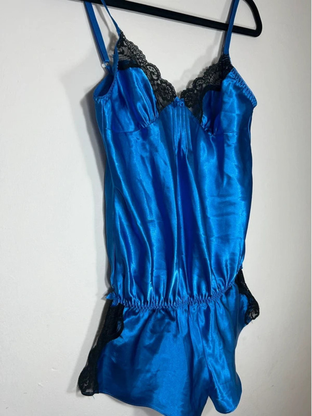 Vintage Frederick’s of Hollywood Blue Babydoll Cami with Mini Shorts and Lace